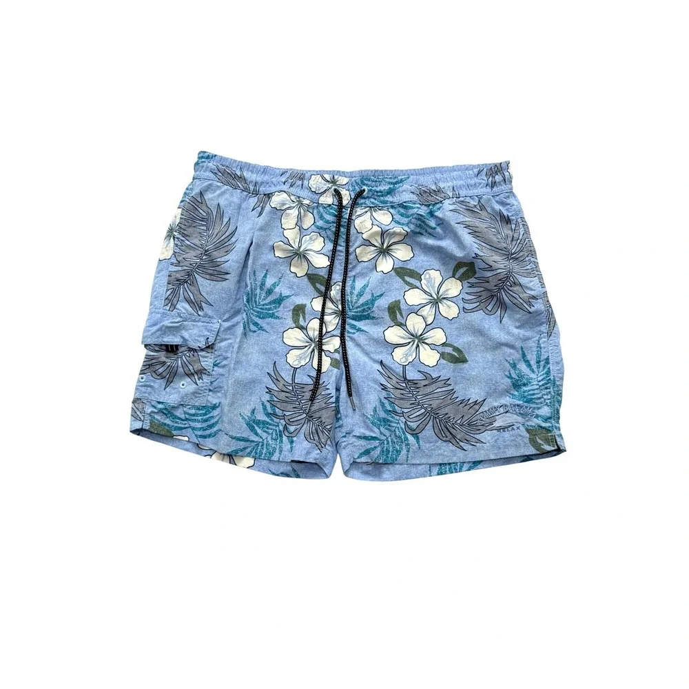 Tommy Bahama Relax Mens XXL Blue Hibiscus Floral‎ Palm Swim Trunks Shorts